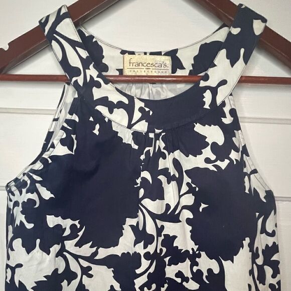 Francesca’s Collections Navy & White Print Halter Dress w Side Zip - Picture 4 of 10